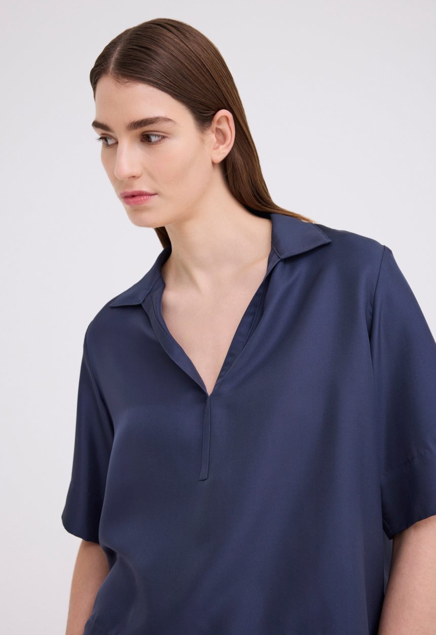 Jac + Jack Blume Silk Twill Top - Sly Blue